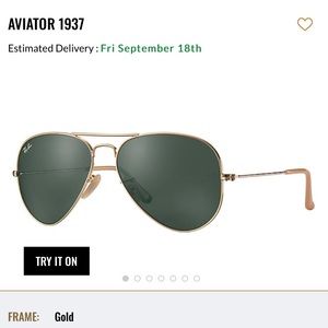 Ray ban polarized aviator sunglasses in gold